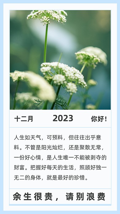 蓝色文艺清新十二月文章配图