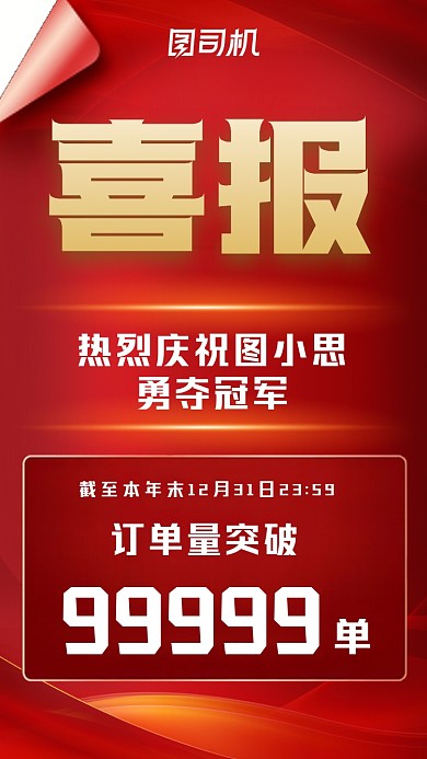 喜报简约红色喜庆炫光质感手机海报