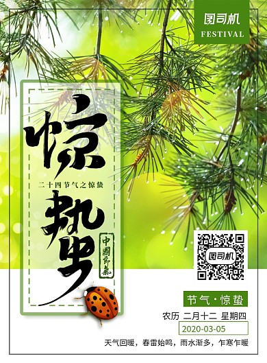 简约大气二十四节气之惊蛰主题海报