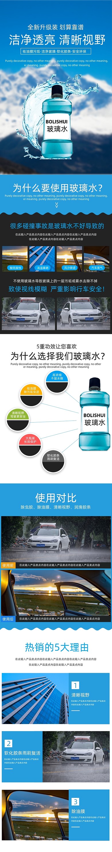 日常通用汽车用品玻璃水清洁剂详情页