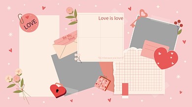 粉色浪漫爱情宣言拼贴创意婚庆背景墙