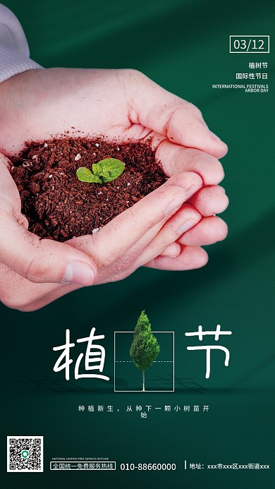 简约国际植树节摄影图绿色背景栽树日种树日