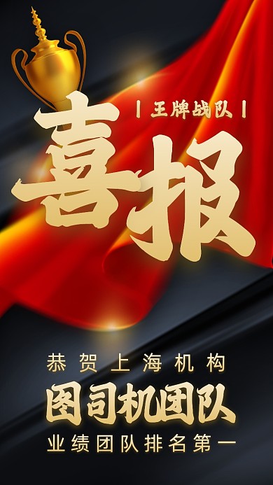 喜报战队业绩表彰大气手机海报