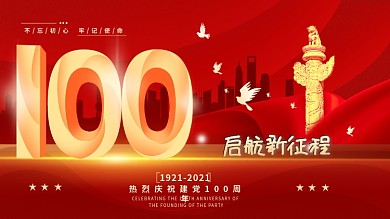 庆祝建党100周年简约海报