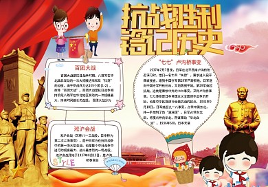 军队纪念抗日战争胜利电子小报模版