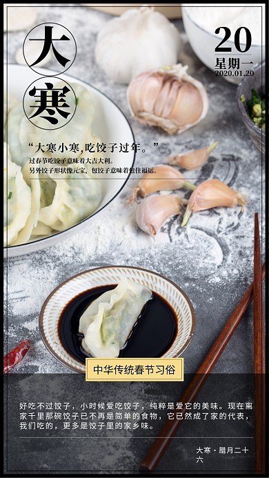 大寒饺子手机海报