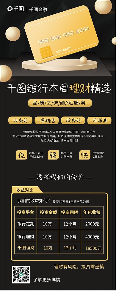 黑金金融金融理财有风险理财易拉宝