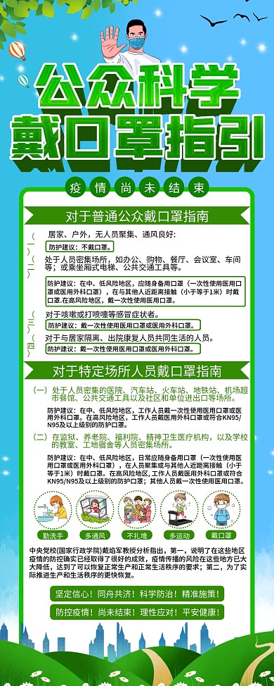 公众科学戴口罩指引复工复学防控疫情展架
