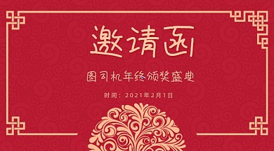 复古年终盛典颁奖典礼邀请函手机海报
