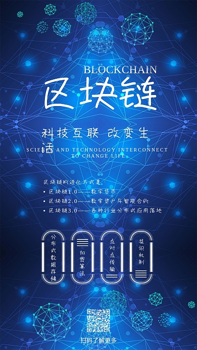 区块链科技互联蓝色企业宣传手机组图