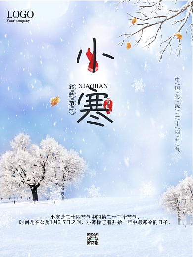 冬季小寒节气海报下雪二十四节气节日海报