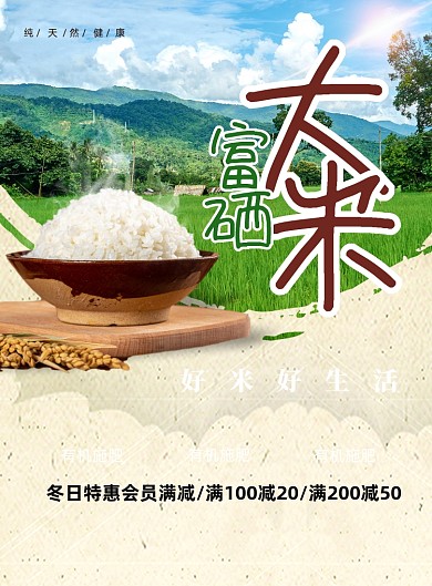 富硒健康大米印刷海报