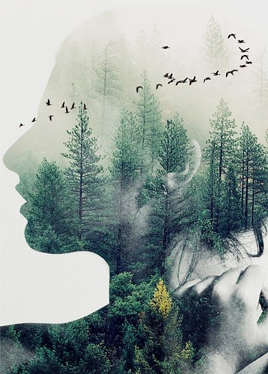 北欧风现代简约人物剪影唯美风景装饰画