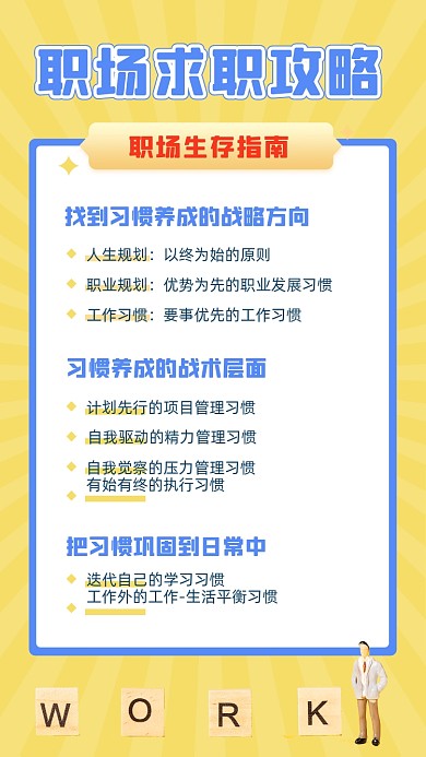 职场求职攻略黄色大气简约手机海报