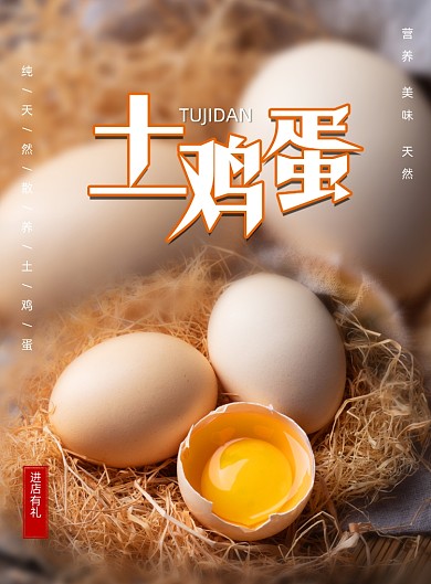 简约土鸡蛋宣传促销海报