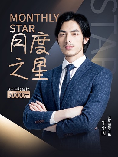 简约大气商务公司企业月度之星人物宣传海报