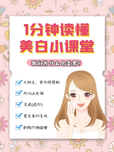 美白小课堂卡通小红书配图
