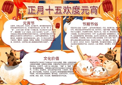 元宵节手抄报正月十五传统节日 PSD分层