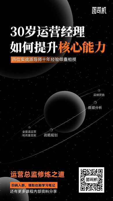 运营经理提升课程简约课程手机海报
