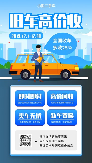 二手车促销手机海报