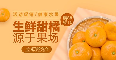 水果生鲜橘子橙子淘宝电商横版海报模板