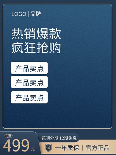 蓝色简约产品卖点热销爆款电商淘宝主图