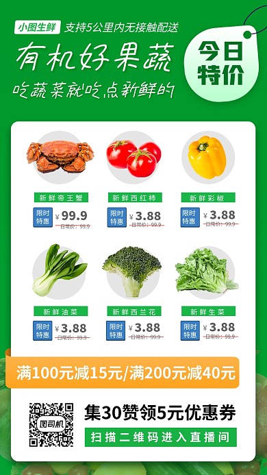 新鲜果蔬促销手机海报