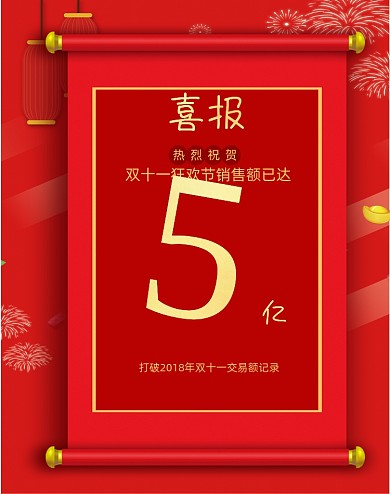 中国风双十一销售额喜报启动页