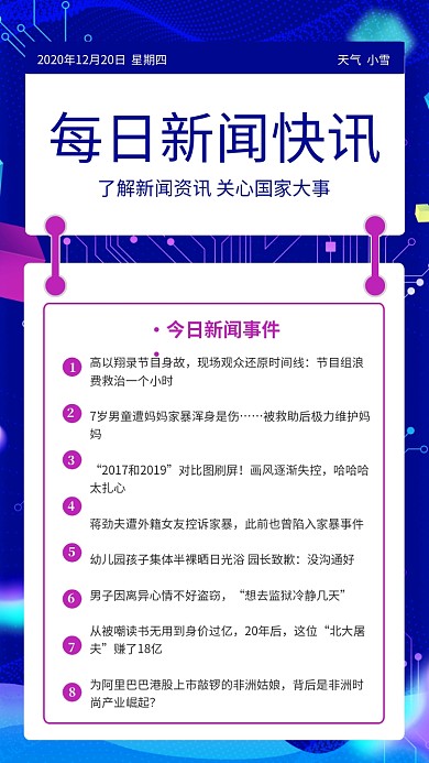 科技风每日资讯手机海报