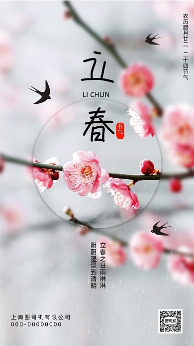 立春节气简约清新摄影节气手机海报
