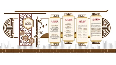 中式中国风简约美丽廉洁廉政企业文化墙