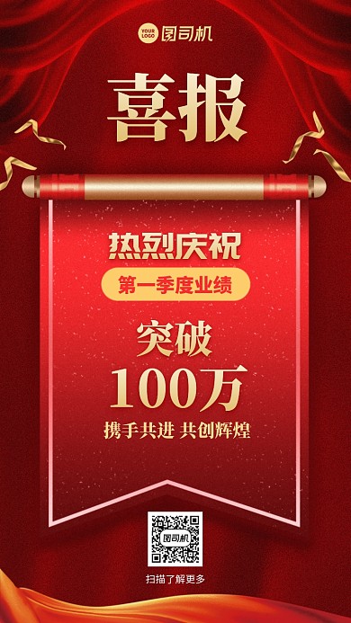 热烈庆祝喜报手机海报