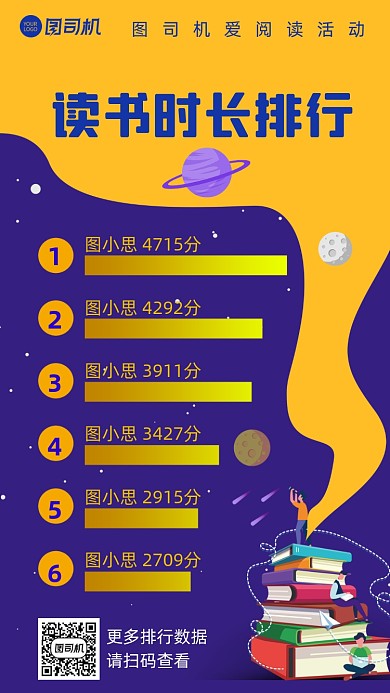 读书时长数据盘点排行榜手机海报