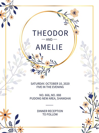 小清新婚礼海报邀请函设计模板矢量