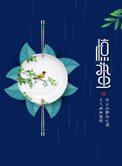 小清新二十四节气惊蛰餐具宣传海报