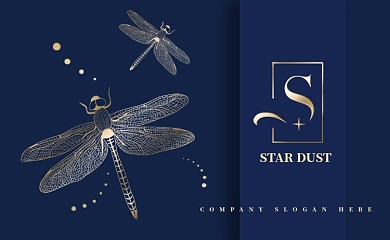 蓝色创意蜻蜓名片