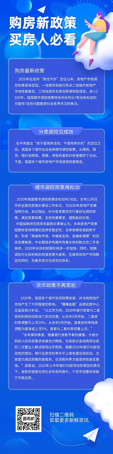 蓝色插画购房买房地产政策文章长图