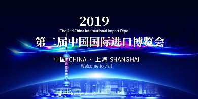 蓝色大气进口博览会展板