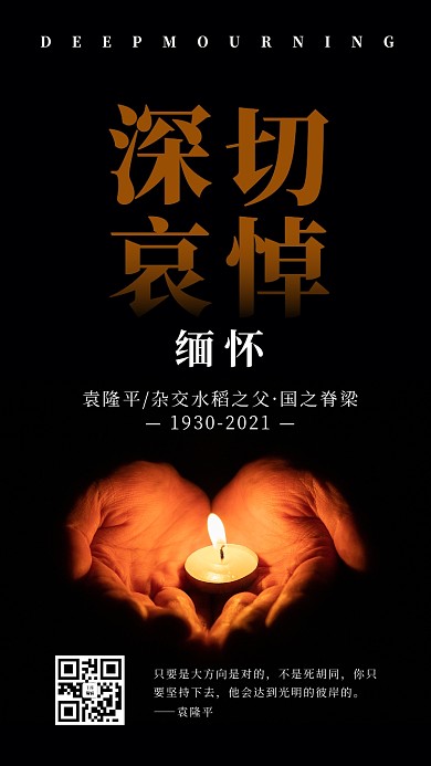 袁隆平热点蜡烛棕色简约风海报