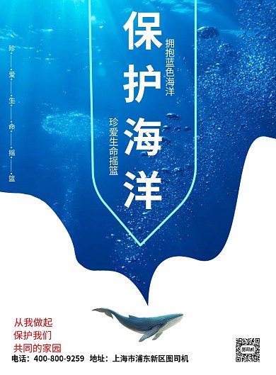 创意保护海洋广告印刷海报模板