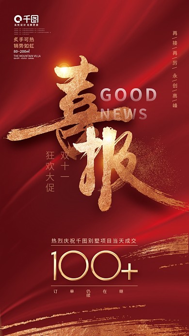 简约风销售大字报文案排版喜报海报