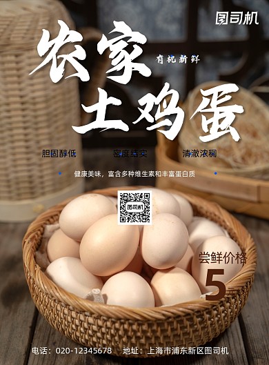 农家土鸡蛋简约美食餐饮宣传印刷海报