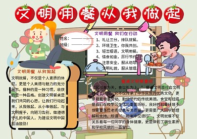 文明用餐从我做起文化礼仪小报小学生手抄报