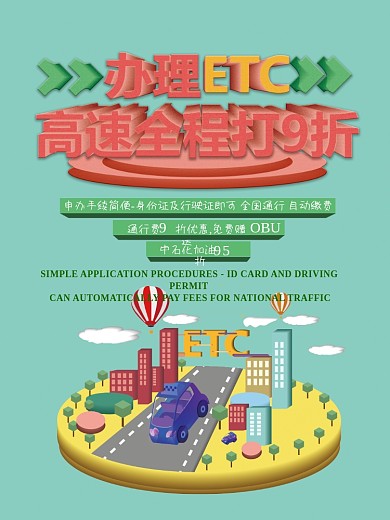 创意3D办理高速ETC优惠打折海报