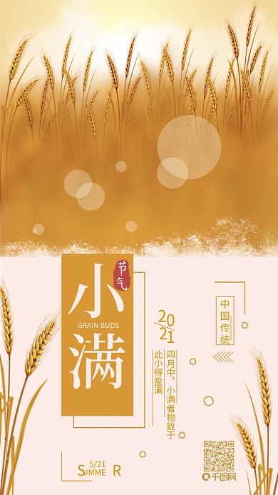 二十四节气小满简约清新手机用图