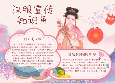 汉服宣传知识角插画风卡通小报