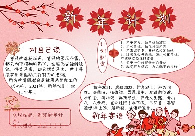 2022新年计划新年寄语祝福手抄报