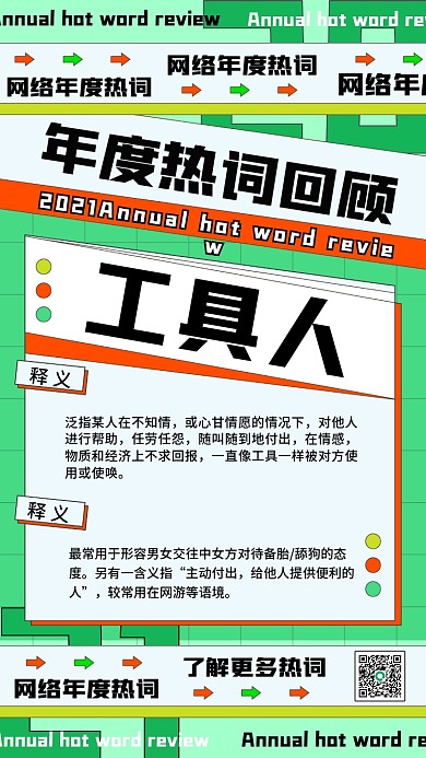 年度热点网络词语回顾关键词趣味手机海报