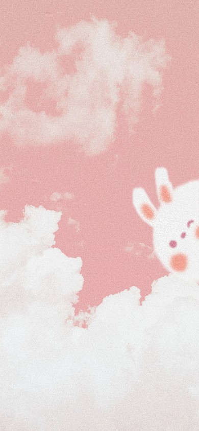 天空白云小白兔手绘手机壁纸