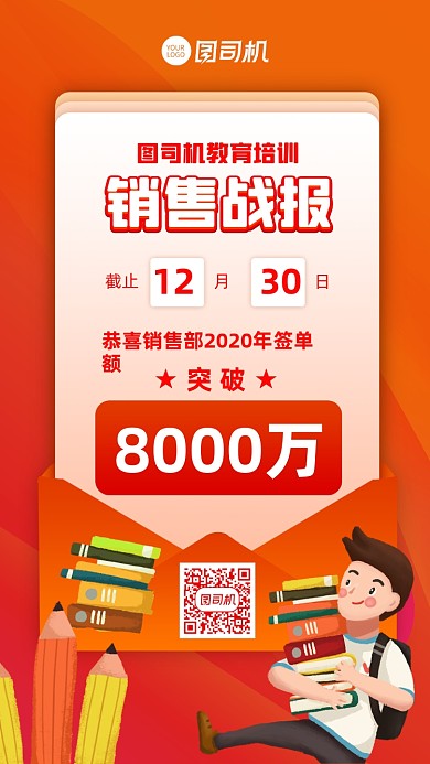 战报通知喜报销售业绩手机海报